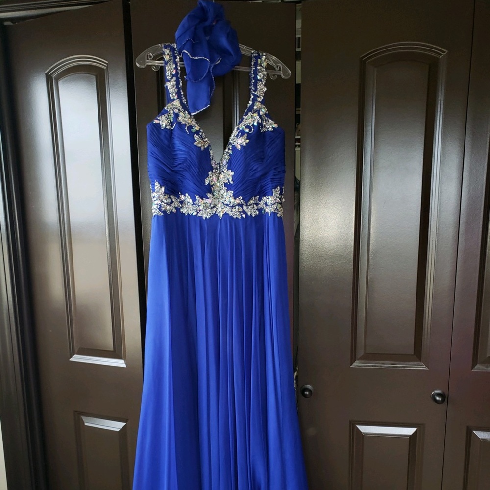Long v neck formal/ prom dress
